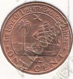 25-95 Либерия 1 цент 1972г КМ # 13 бронза 2,6гр. 18мм 