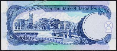 Банкнота Барбадос 2 доллара 1995 года. P.46 UNC - Банкнота Барбадос 2 доллара 1995 года. P.46 UNC