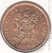 29-167 Южная Африка 1 цент 1988г. КМ # 82 бронза 3,0гр. 19мм - 29-167 Южная Африка 1 цент 1988г. КМ # 82 бронза 3,0гр. 19мм
