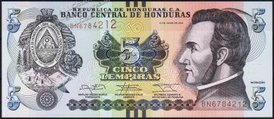 Банкнота Гондурас 5 лемпир 2014 года. P.98в - UNC - Банкнота Гондурас 5 лемпир 2014 года. P.98в - UNC