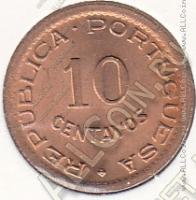 8-68 Ангола 10 сентаво 1949г. КМ # 70 UNC бронза 17,8гр. 
