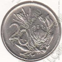29-168 Южная Африка 20 центов 1977г. КМ # 86 никель 6,0гр. 24,2мм