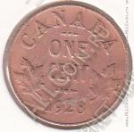 9-40 Канада 1 цент 1928г. КМ # 28 бронза 3,24гр.