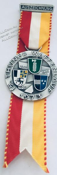 #467 Швейцария спорт Медаль Знаки. Награда. 1973 год.