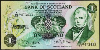 Шотландия 1 фунт 1984г. P.111f(2) - AUNC - Шотландия 1 фунт 1984г. P.111f(2) - AUNC