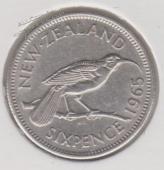 20-36 Новая Зеландия 6 пенсов 1965г.  - 20-36 Новая Зеландия 6 пенсов 1965г. 