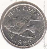 8-69 Бермуды 5 центов 1995г. КМ # 45 медно-никелевая 5,0гр. 21,2мм