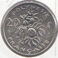 16-72 Французская Полинезия 20 франков 2001г КМ# 9 UNC никель 10,0гр. 28,3мм