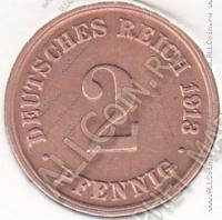 34-172 Германия 2 пфеннига 1913г. КМ # 16 D бронза 3,25гр. 20мм