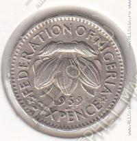27-161 Нигерия 6 пенсов 1959г. КМ # 4 никель-никелевая 2,5гр. 17,8мм