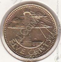 20-133 Барбадос 5 центов 1989г. КМ # 11 латунь 3,75гр. 21мм