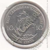 28-47 Восточные Карибы 10 центов 1991г. КМ # 13 медно-никелевая 2,59гр. 18,06мм - 28-47 Восточные Карибы 10 центов 1991г. КМ # 13 медно-никелевая 2,59гр. 18,06мм