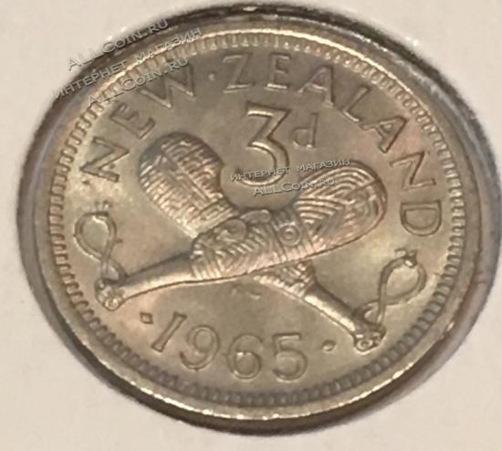 #13-122 Новая Зеландия 3 цента 1965г. Медь Никель. UNC. 