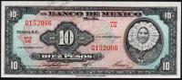 Банкнота Мексика 10 песо 08.11.1961 года. P.58i - XF "LQ"