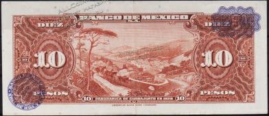 Банкнота Мексика 10 песо 08.11.1961 года. P.58i - XF "LQ" - Банкнота Мексика 10 песо 08.11.1961 года. P.58i - XF "LQ"