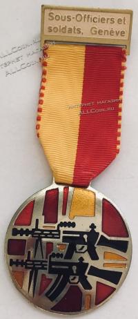 #321 Швейцария спорт Медаль Знаки. Союз офицеров. Женева. 