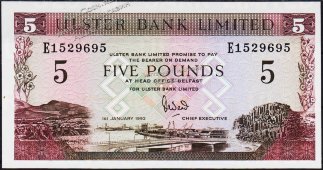 Банкнота Ирландия Северная 5 фунтов 1992 года. P.331в(1) - UNC - Банкнота Ирландия Северная 5 фунтов 1992 года. P.331в(1) - UNC
