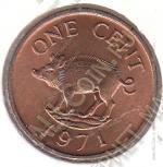 3-21 Бермуды 1 цент 1971 . KM# 15 Бронза 3,11 гр. 19,0 мм. 