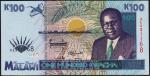 Банкнота Малави 100 квача 1995 года. P.34 UNC
