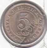 15-155 Малайя и Борнео 5 центов 1961г. КМ# 1 UNC медно-никелевая 1,41гр. 16мм