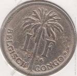 6-90 Бельгийское Конго 1 франк 1926г. KM# 21 медно-никелевая 10,0гр 28,9мм