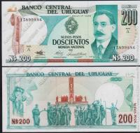 Уругвай 200 новых песо 1986 г. P.66 UNC