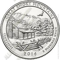 США 25 центов 2014D (арт229) 21-й Парк Great Smoky Mountains