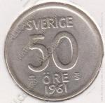 6-90 Швеция 50 эре 1961TS г. KM# 825 серебро 4,8гр 22,0мм