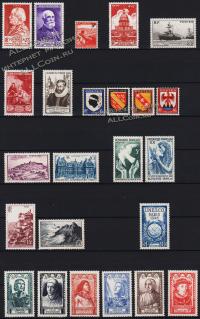 Франция 24 марки годовой набор 1946г. YVERT №748-771** MNH OG (Без Авиа)(1-37)