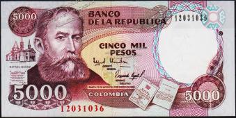Банкнота Колумбия 5000 песо 02.01.1995 года. P.440(3) - UNC - Банкнота Колумбия 5000 песо 02.01.1995 года. P.440(3) - UNC