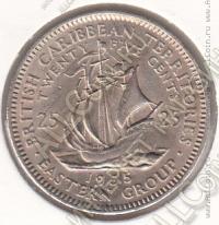 29-172 Восточные Карибы 25 центов 1955г. КМ # 6 медно-никелевая 6,51гр. 24мм