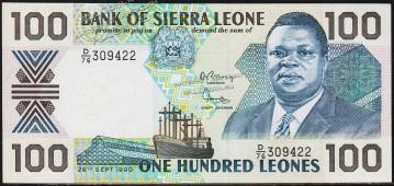 Сьерра-Леоне 100 леоне 1990г. P.18c - UNC - Сьерра-Леоне 100 леоне 1990г. P.18c - UNC
