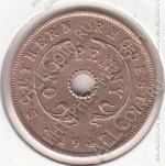 9-137 Южная Родезия 1 пенни 1947г. КМ # 8а бронза 