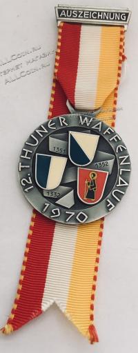 #402 Швейцария спорт Медаль Знаки. 12-тый стрелковый фестиваль. THUNER WAFFENLAUF. 1970 год.