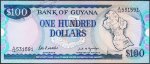 Банкнота Гайана 100 долларов 1989 года. P.28а - UNC