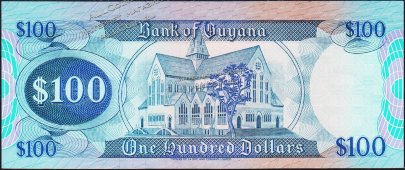 Банкнота Гайана 100 долларов 1989 года. P.28а - UNC - Банкнота Гайана 100 долларов 1989 года. P.28а - UNC