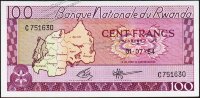 Банкнота Руанда 100 франков 1964 года. P.8а - UNC
