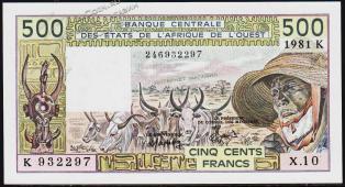 Сенегал 500 франков 1981г. P.706Ke - UNC - Сенегал 500 франков 1981г. P.706Ke - UNC
