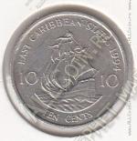 24-51 Восточные Карибы 10 центов 1994г. КМ # 13 медно-никелевая 2,59гр. 18,06мм