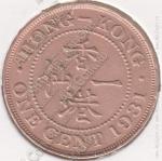 19-28 Гонконг 1 цент 1931г. KM# 17 бронза 3,94гр 22,0мм