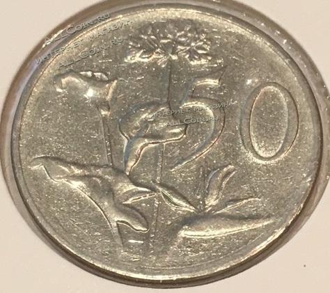 #H3-46 Южная Африка 50 центов 1984г. Медь Никель. UNC. 