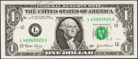 Банкнота США 1 доллар 2003 года. Р.515a - UNC "L" L-G