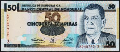 Банкнота Гондурас 50 лемпира 2001 года. P.88а - UNC - Банкнота Гондурас 50 лемпира 2001 года. P.88а - UNC