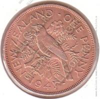 2-45 Новая Зеландия 1 пенни 1947 г. KM#13 