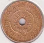 27-155 Родезия и Ньясаленд 1/2 пенни 1957г. бронза