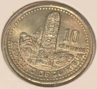 #H3-53 Гватемала 10 центаво 1992г. Медь Никель. UNC.