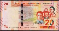 Банкнота Боливия 20 боливиано 2018 года. P.NEW - UNC "А"