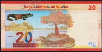 Банкнота Боливия 20 боливиано 2018 года. P.NEW - UNC "А" - Банкнота Боливия 20 боливиано 2018 года. P.NEW - UNC "А"