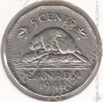 23-57 Канада 5 центов 1948г. КМ # 42 никель 4,54гр. 21,2мм