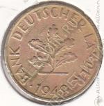 31-13 Германия 10 пфеннигов 1949г. КМ # 103 J сталь покрытая латунью 4,0гр. 21,5мм